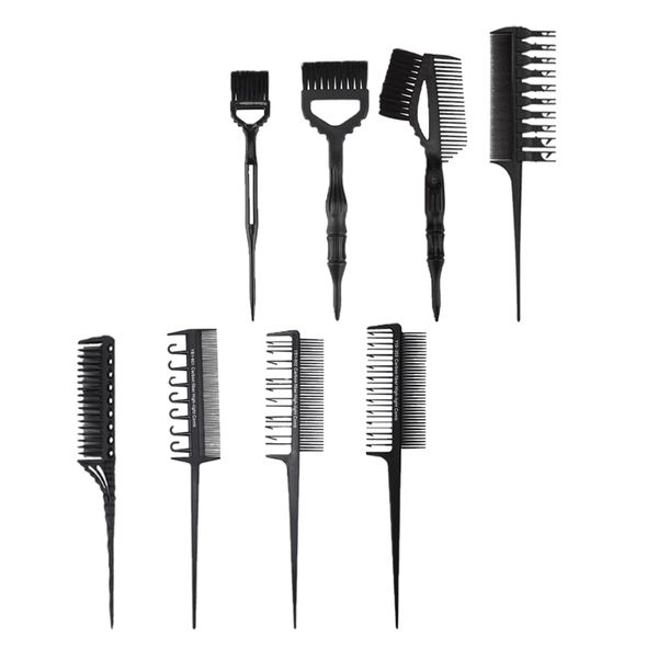 

9 pcs professional salon hair tint coloring dyeing brush comb highlights brush, Silver