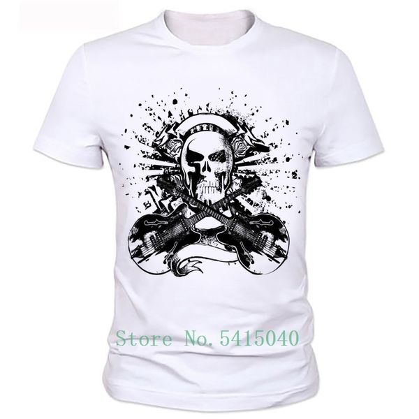 

guitar skull printed t-shirt men the punisher skull t shirt the slim summer print short sleeve t-shirt for men