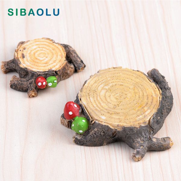 

decorative objects & figurines simulation mushroom wooden stump miniature figurine diy accessories building home decoration plastic play hou
