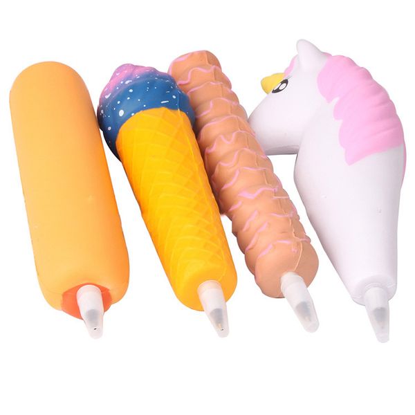 

new pu creative fragrance squishy pen set personality cartoon pen cute gift for children decompression creative stationery toys