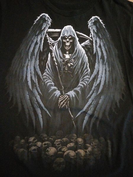 

angel death grim reaper mens skull t shirt l graphic biker death metal head rock