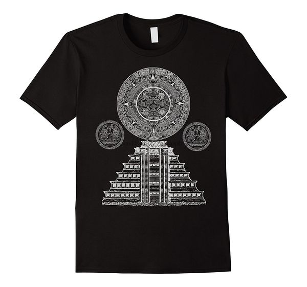 

2020 fashion sacred mayan aztec calendar pyramid sacred geometry t-shirt tee shirt