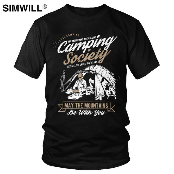 

retro night camping under the stars t-shirts for men summer soft cotton t shirt o-neck short sleeves mountains camper tee