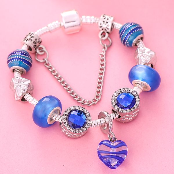 

charm bracelets heart charms beads fit original bracelet crystal fine & bangles for women fashion jewelry, Golden;silver