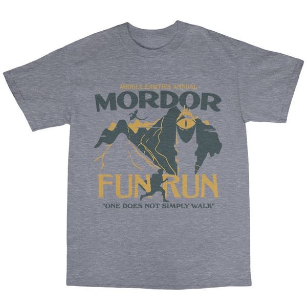 

mordor middle earth fun run t-shirt cotton tolkien print t-shirt 2019 fashion summer o neck cotton casual tees shirt