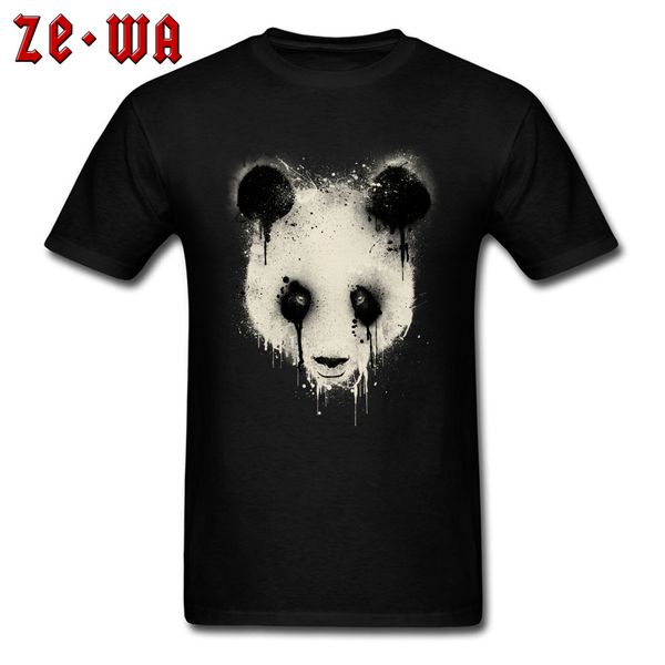 

custom great shirts black and white painting panda drip image 100% cotton comfortable t-shirts men's horror film tshirt new