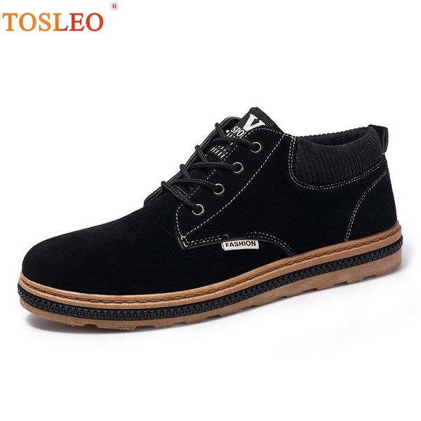 

boots 39-44 winter shoes men cotton lining brown black comfortable