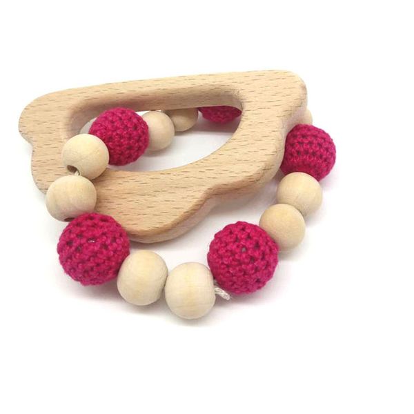 

wooden crochet holder many beech animal eco friendly baby teething dummy chain teether baby bracelet rattle birthday gifts, Black