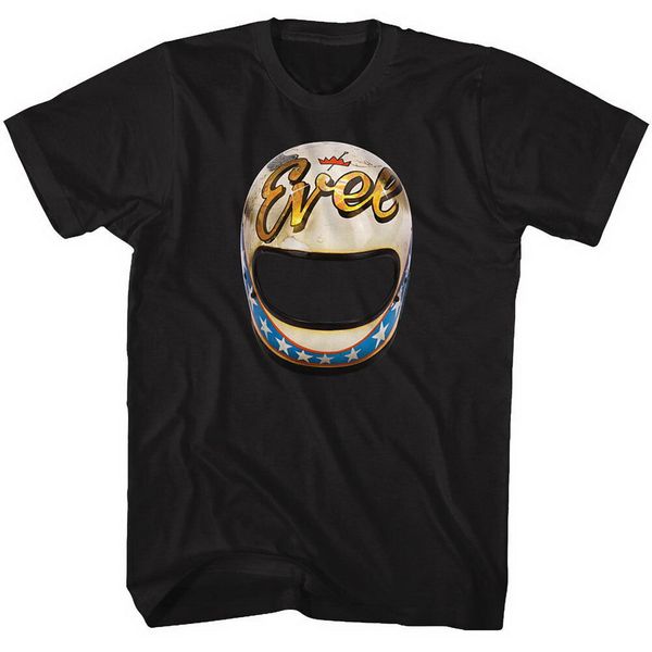 

evel knievel men's short sleeve t-shirt black worn helmet cool casual tee shirt