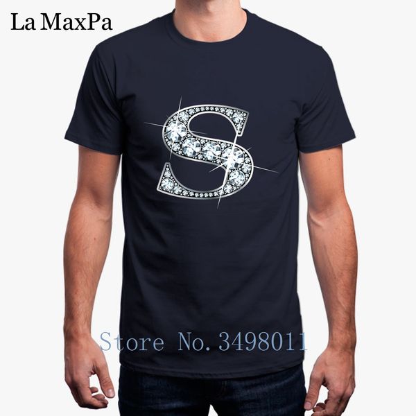 

printing diamond bling "s" t-shirt cool o neck tshirt mens basic solid euro size s-3xl t shirt for mens male