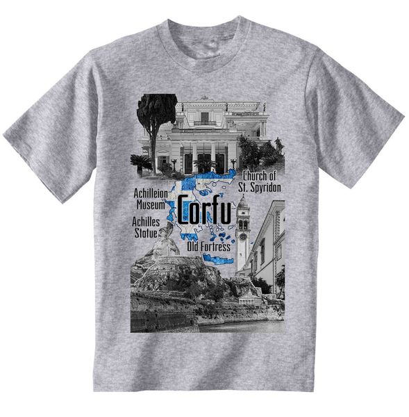

greece corfu - new cotton grey tshirt