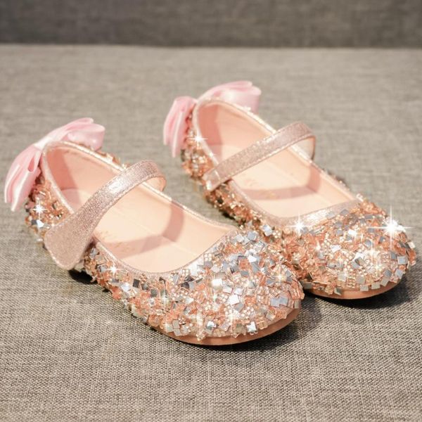 

shiny shoes girl's new bowknot crystal soft soles princess shoes dance performance girls princess, Black;red