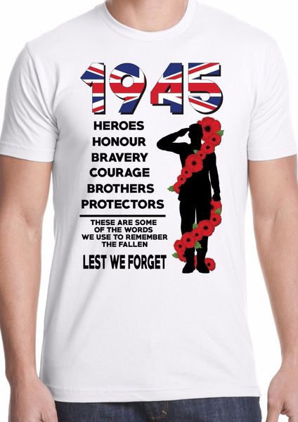 

brand 2019 new t shirt man cotton casual men teeslest we forget world war 2 ww2 remembrance heroes soldier army movie tee shirts