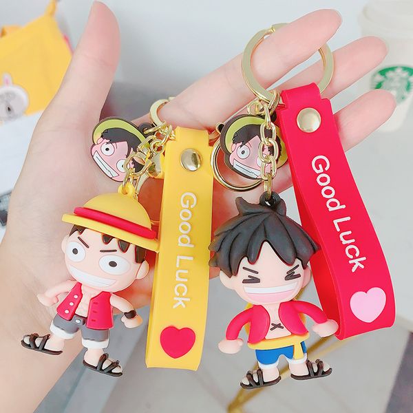 

silicone keychain man one piece key chain bags women key ring chain for pants kids cartoon pendant cute holder metal brelok, Silver