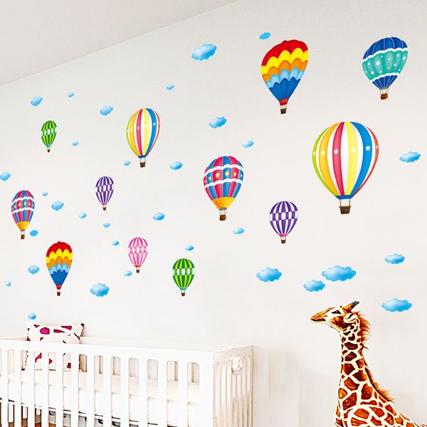 

[shijuhezi] colorful air balloon wall stickers diy cartoon wall decals for kids rooms living room shop glass decoration