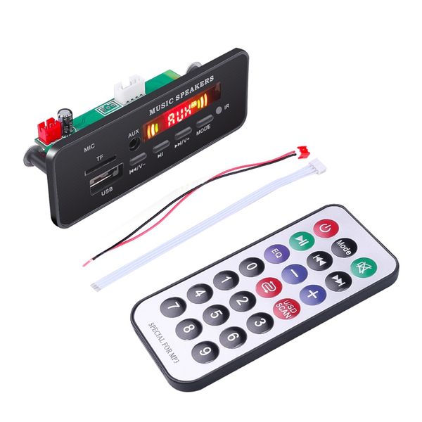 

wireless bluetooth 5.0 mp3 wma decoder board remote control player 12v usb fm aux tf sd card module car radio mp3 speaker