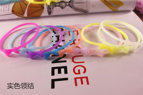 

10pcs/lot sweet candy cute star silicone hair ands bracelets night luminous bangle/ bracelet girl women gift mixed, Black