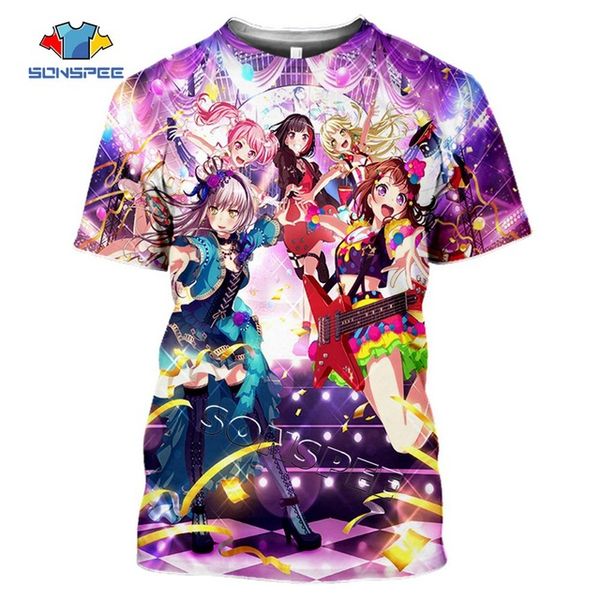 

anime cute girl bang dream 3d summer 3d print shirts horror hippie aesthetic men clothing
