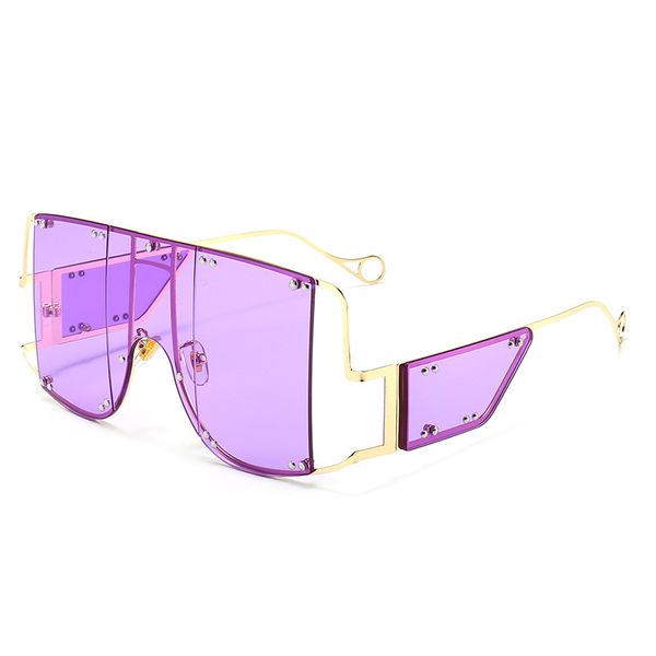 

square sunglasses women new oversized mirror men shades glasses metal rivet trend unique female eyewear, White;black