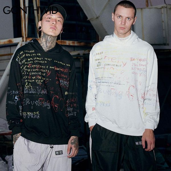

hip hop graffiti hoodies mens autumn casual pullover sweats hoodie male fashion skateboards sweatshirts kg-91, Black