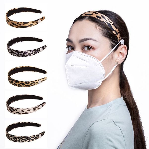 

women button hair hoop boho shiny leopard wide headband protect ears bandana