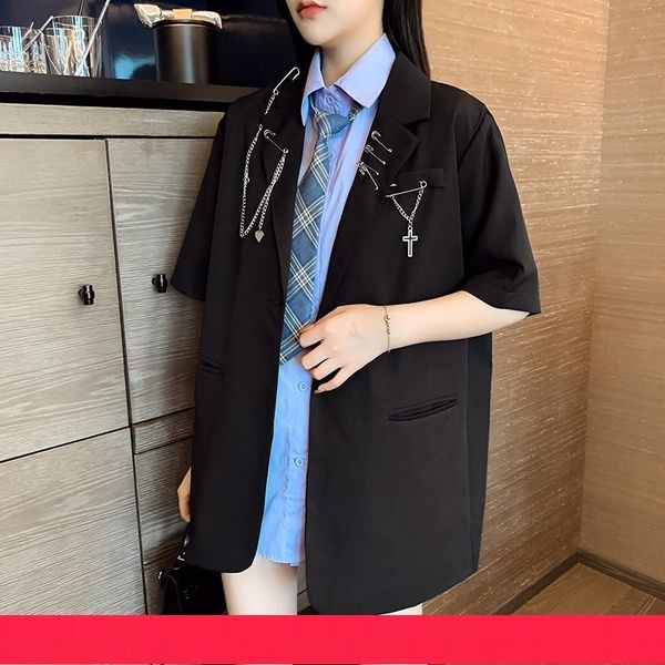 

style shirt jacket temperament women's 2020 summer mid-length short-sleeved shirt with internet celebrity small suit jacket two-piece s, Gray