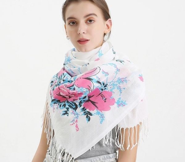 

twill cotton winter keep warm scarf windbreak shawl shawl tassels printing scarf, Blue;gray