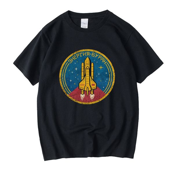 

классический cccp space shuttle emblem футболка мужчины 100% хлопок антикварная графика футболка ракетно коротким рукавом ссср tee tops merc