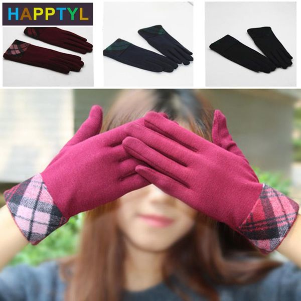 

happtyl winter women' gloves fashion plus velvet touchscreen outdoor sport warm female gloves women winter warm grids, Blue;gray