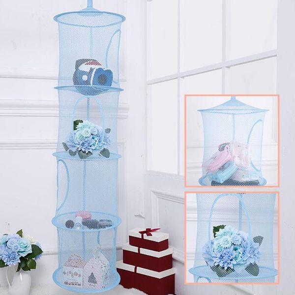 

storage boxes & bins brand mesh hanging organizer 4 compartments folding toy clothing bag clothes dryer net basket
