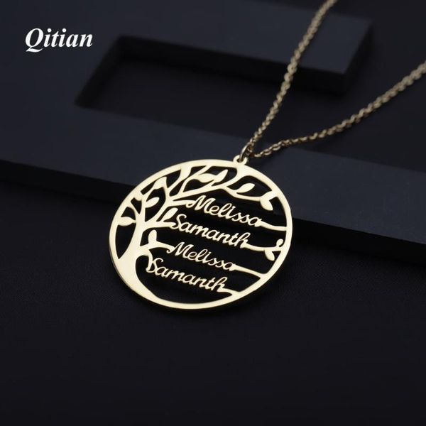 

statement family tree necklace for women customized name gold color stainless steel personalized jewelry men christmas gift, Silver