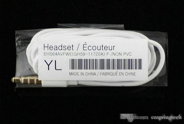 

50pcs 100% original earphone yl ehs64 wired 3.5mm in-ear with microphone for samsung galaxy s8 s7 s6 note 5 ing