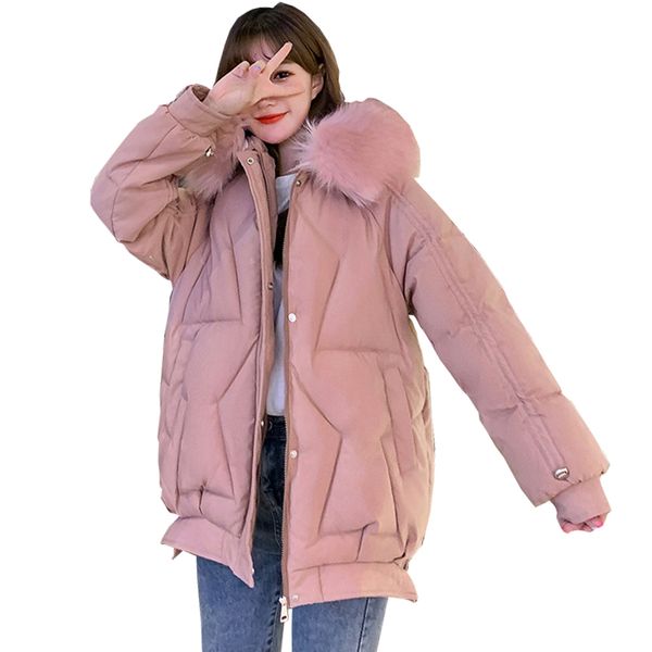 

winter down jacket big fur collar winter women jacket coat women's korean coat thickened down jacket coat, Black