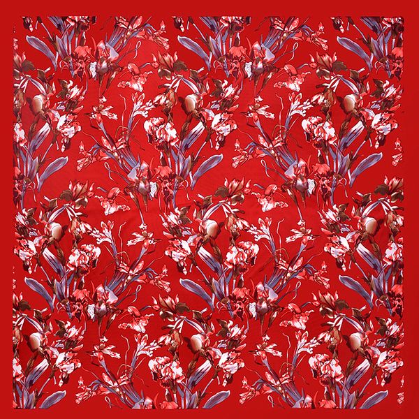 

scarves red silk scarf women's hijab floral designer twill square fashion wrap large shawls&stoles 130*130cm, Blue;gray