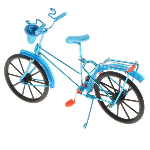 

1:10 aluminum bike model bicycle with basket handicraft toy light blue