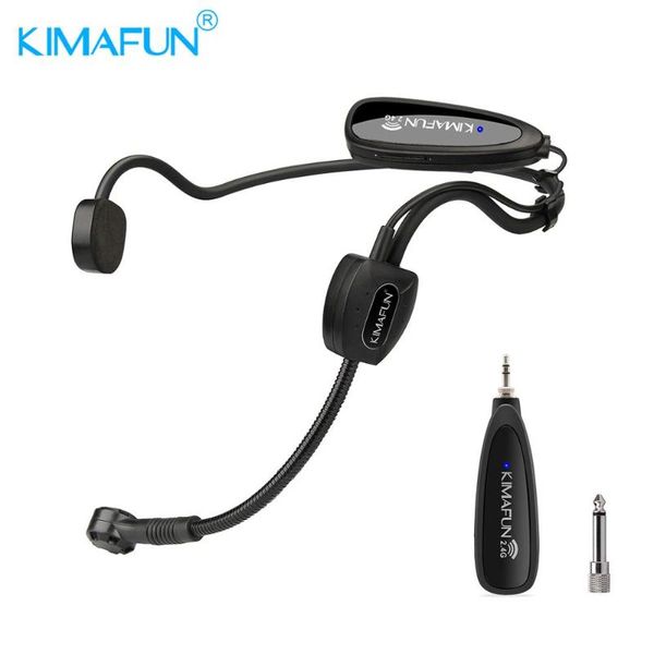

kimafun 2.4g wireless headset microphone system with transmitter and receiver design for stage performance,band live,busker