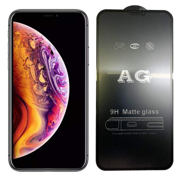 

ag matte 9h tempered glass for iphone 11 pro max xs max xr x 8 7 6 6s plus se 2020 full cover screen protector anti-fingerprint film