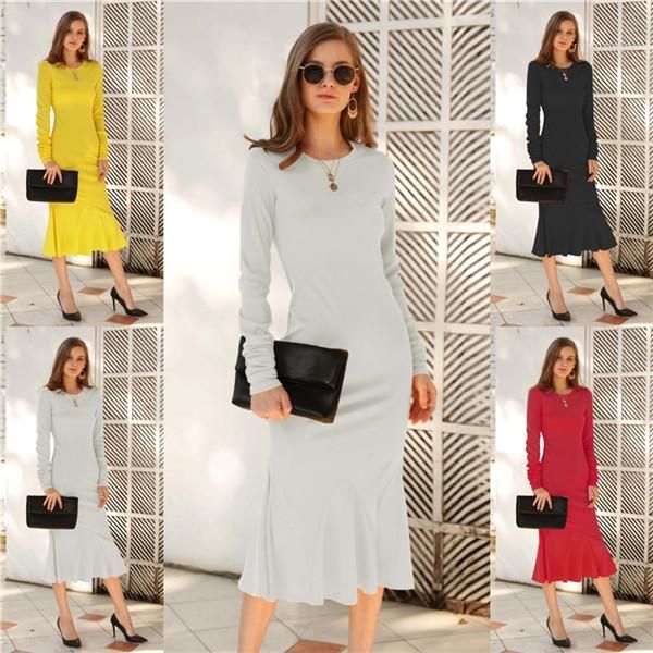 

color dress ladies designer print irregular dresses fashion female long sleeve clothes womens fashion pure, Black;gray