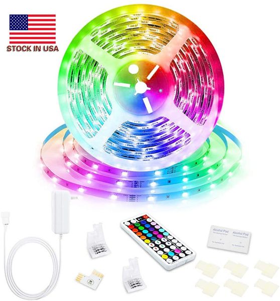 Светодиодные светодиодные светильники 5050 30LED RGB 5M STIP LIGHT 44KEY ИК-пульт дистанционного управления DC 12V 24V блоки питания