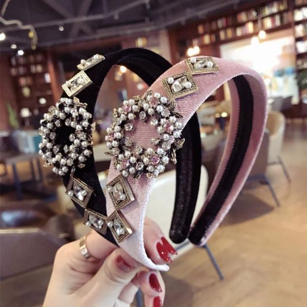 

awaytr vintage headband for women bohemian velvet hairband with metal pearl beads handmade headband customized hair accessories