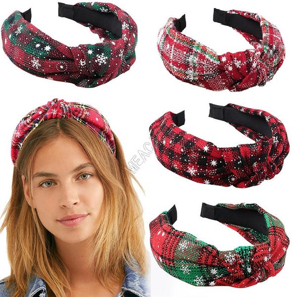 

xmas plaid headband hair sticks big girls snowflake plaid print bowknot hair hoop hairpin for christmas party kids hair accessories d91702, Slivery;white