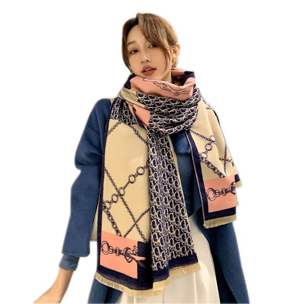 

warm napped wrap autumn and winter warm scarf women elegant winter new imitation cashmere double-sided thick scarf, Blue;gray