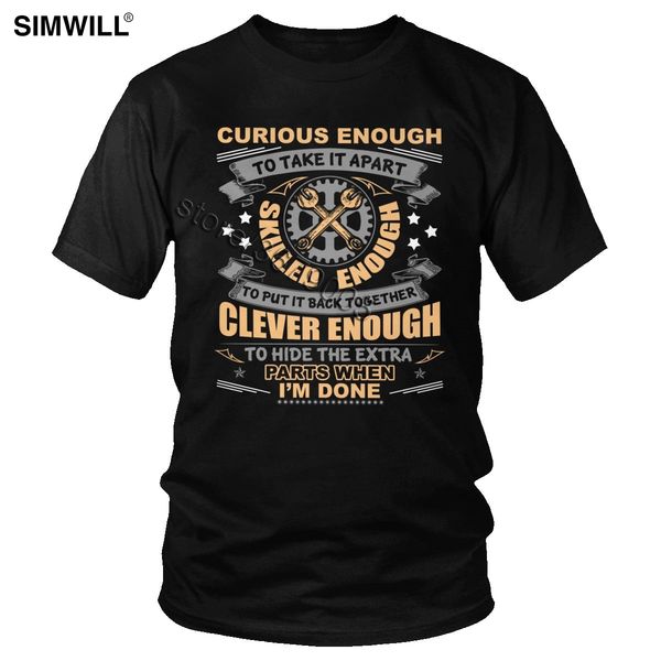 

смешные механик футболки мужчин ретро с коротким рукавом хлопок t shirt crew neck квалифицированный инженер-механик tee мода лето одежда