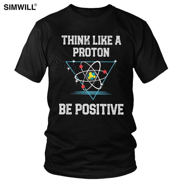 

vintage think like a proton t shirt be positive science geek nerd t-shirt men cotton urban fashion tshirt short sleeved tee