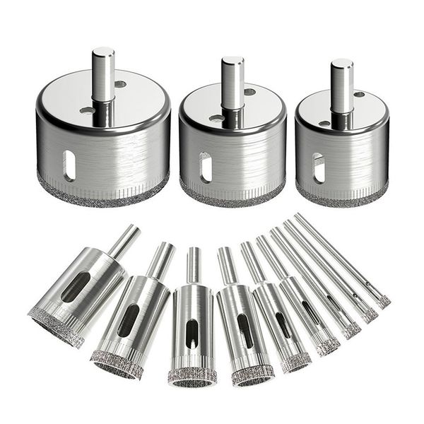 

12pcs diamond drill bits glass tile hole saw bits set, hollow core drill bits, extractor remover hole saws for glass, ceramics,