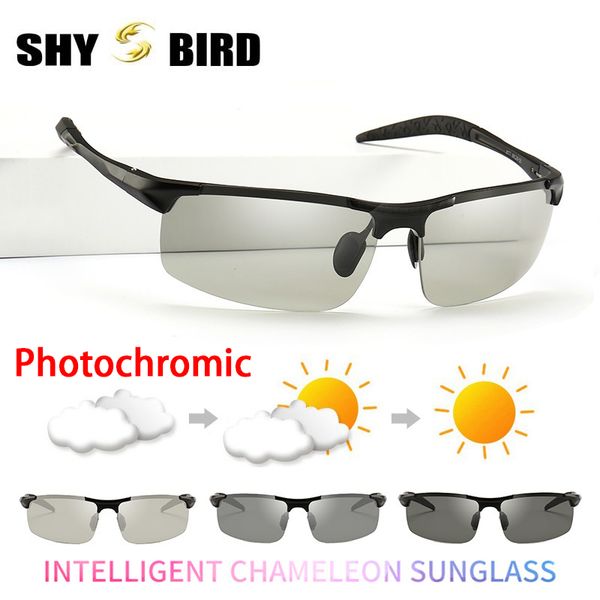 

pchromic sunglasses aluminum magnesium frame hd lens men classic anti glare sports polarized sunglasses, White;black
