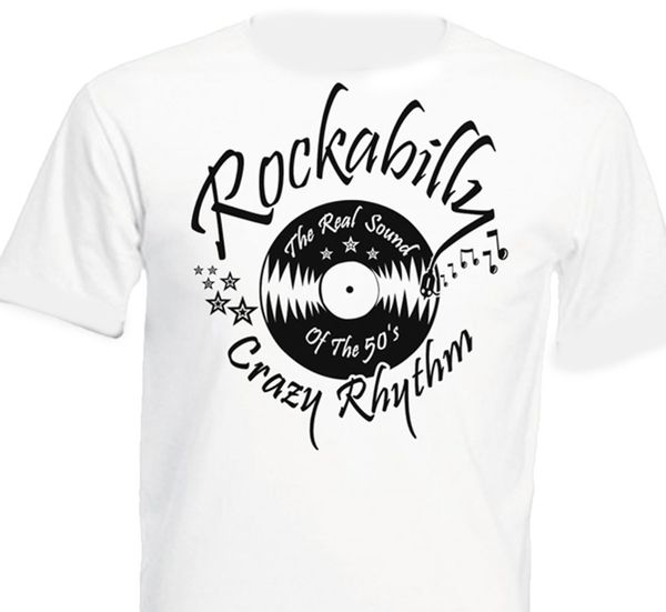 

rockabilly сумасшедшая ритм 50's пятидесятых rock'n'roll ретро урожай старых 2019 новые моды tops summer прохладный смешные casual tee шир