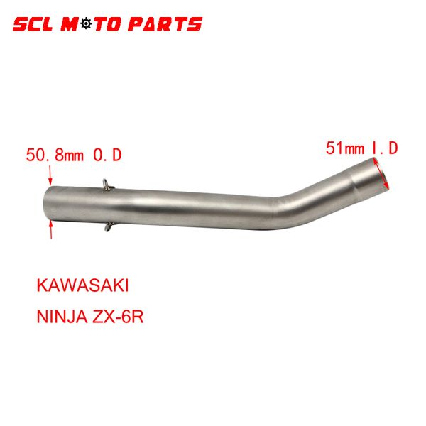 

alconstar-racing motorcycle exhaust middle pipe full system stainless steel fit 51mm exhaust for zx6r zx-6r 2009-2014
