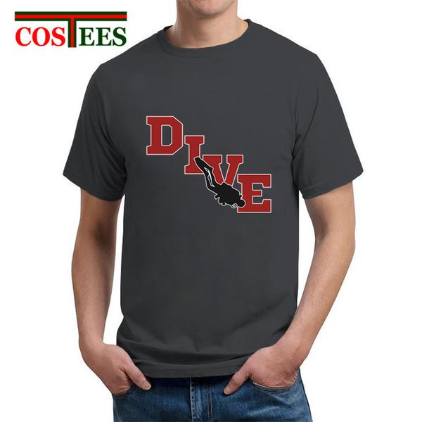 

2019 new summe season design scuba dive t shirt men scuba diving t-shirt red underwater sea diver gift tee shirt hombre camiseta