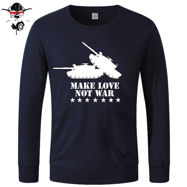 

мода tank толстовка весёлых make love not war мужчины с длинным рукавом хлопок o-шея mans против войны одежды толстовки, толстовки